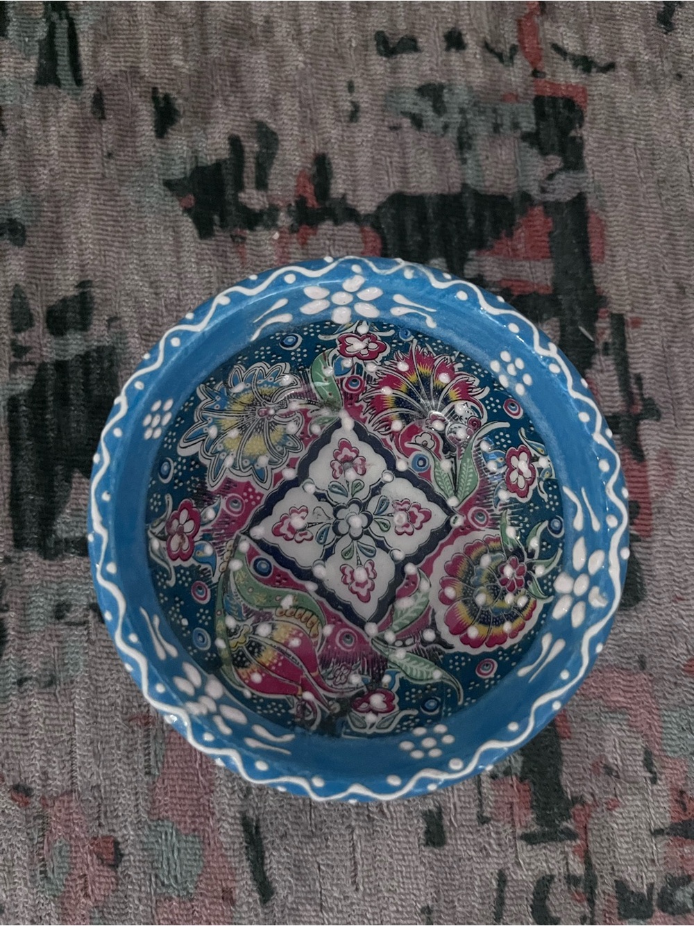 Hand-Painted Blue Floral Ceramic Bowl - Decorative Home Small cause box